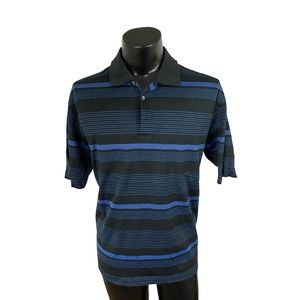 Tiger Woods Collection Nike Fit Dry Mens Golf Polo Shirt Black Blue L Cotton
